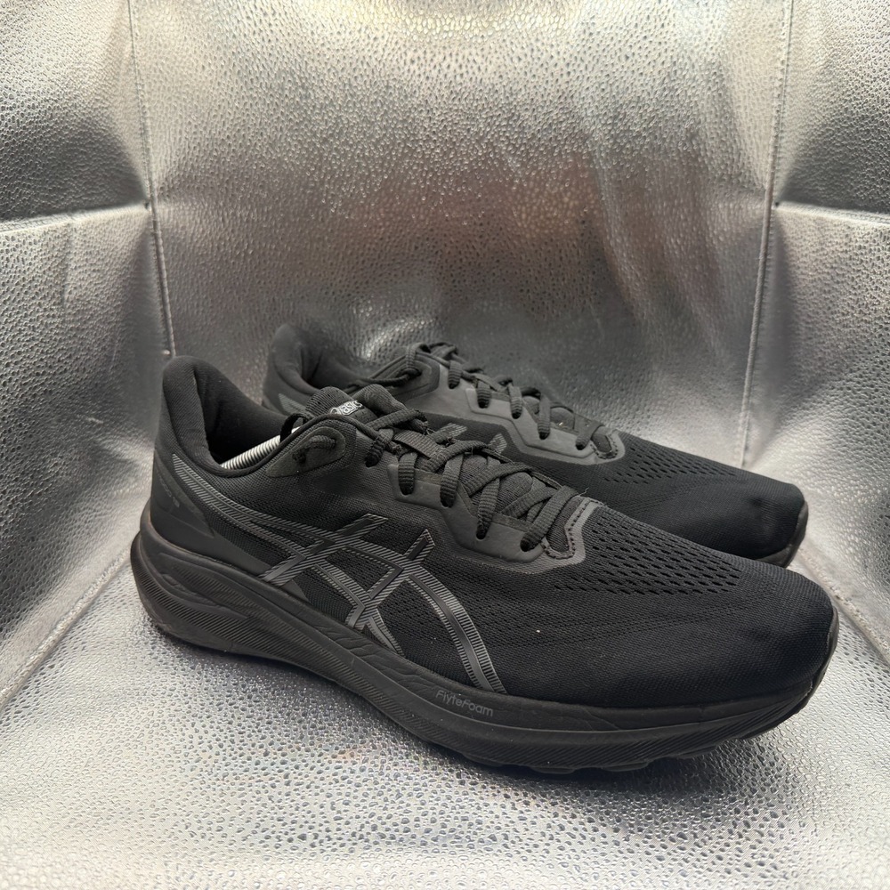Size 12.5 Asics Gel GT 1000 13 Black Mens Lace-Up Comfort Running Shoes 1011B858